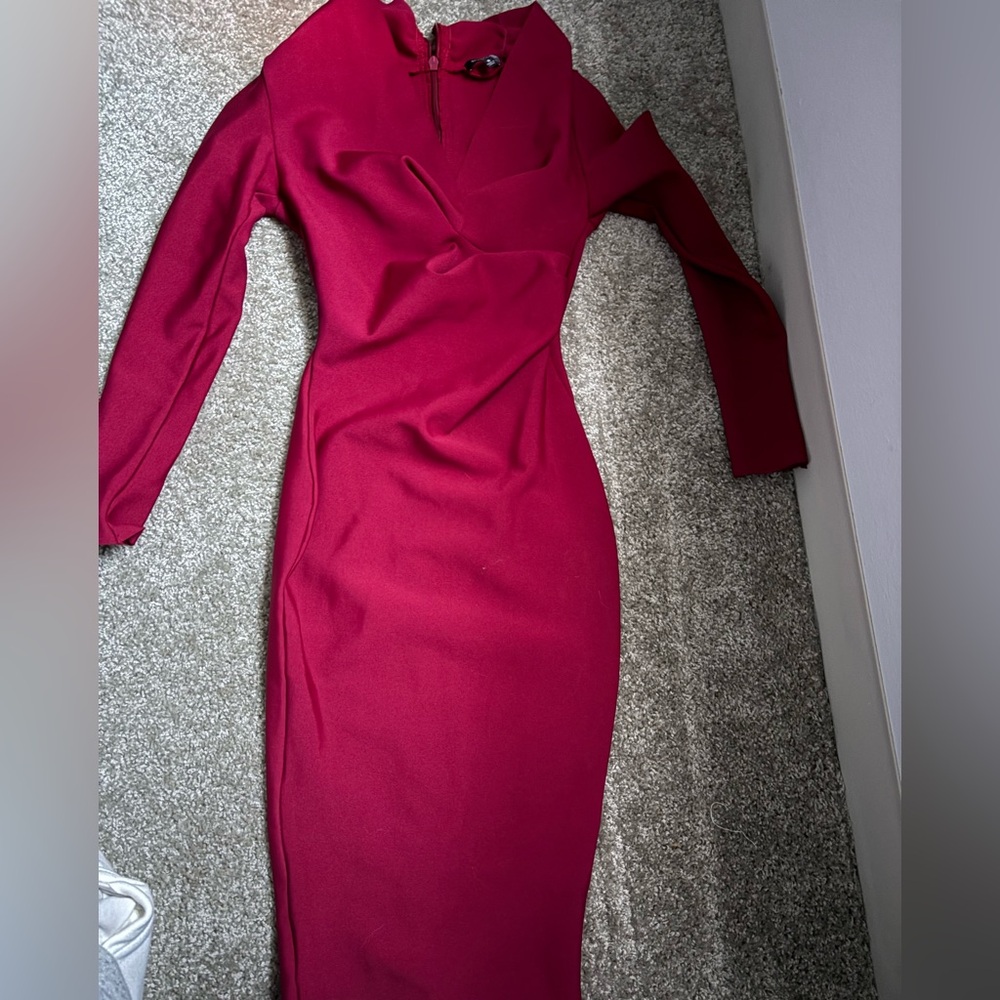 Red fashion nova long sleeve dress!